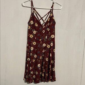 nine britton Burgundy Floral Strappy Mini Dress